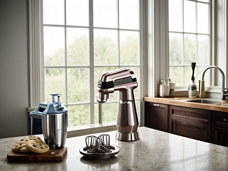 Close up of hand mixer beaters in thick cookie dough