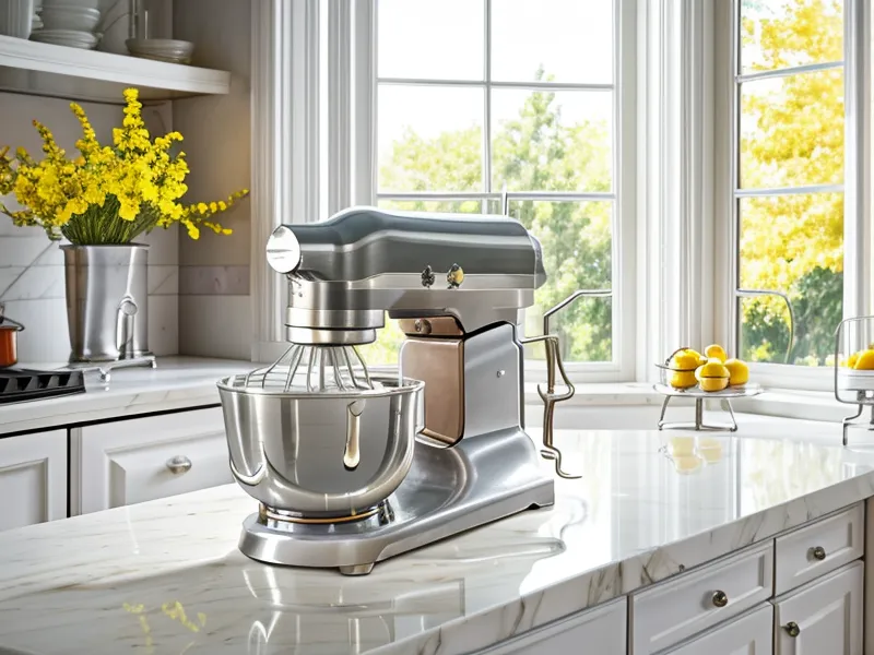 KitchenAid Pro 5 Plus stand mixer under kitchen cabinets