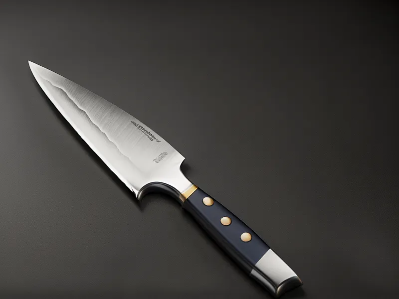 Close-up of a scratched knife blade on a traditional whetstone.