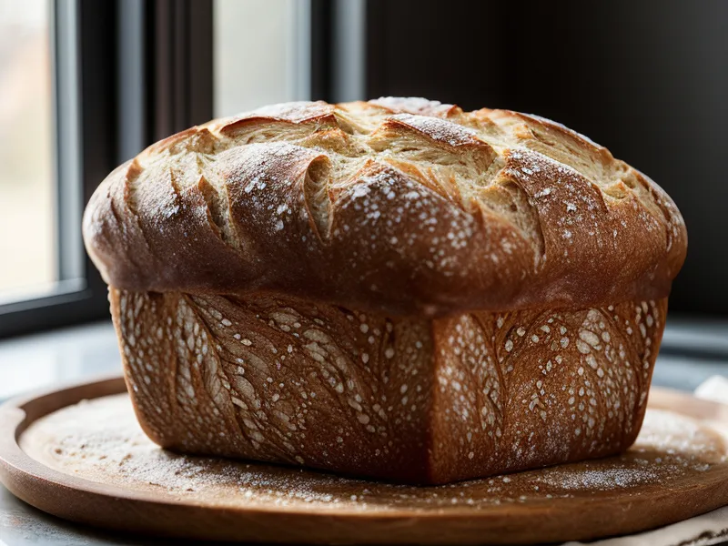 Sourdough bread next to Challenger Breadware cast iron