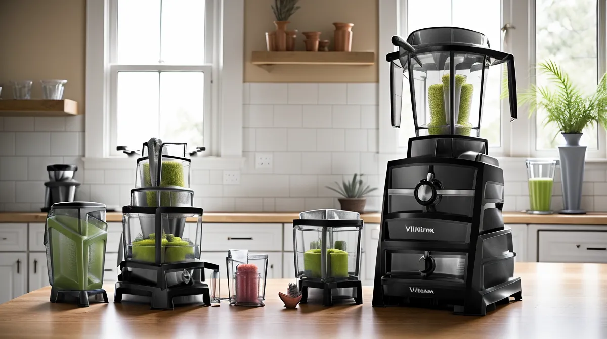 Vitamix Ascent blender fitted with a dry grains container full of wheat berries for home milling